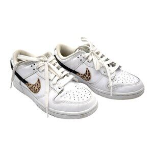 Nike Dunk Low SE Primal White with Leopard Swoosh - Size 6
